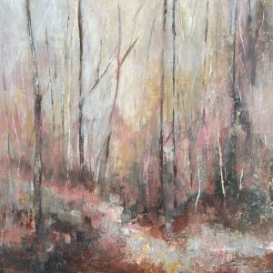 Woodland painting with shade of sienna and pick