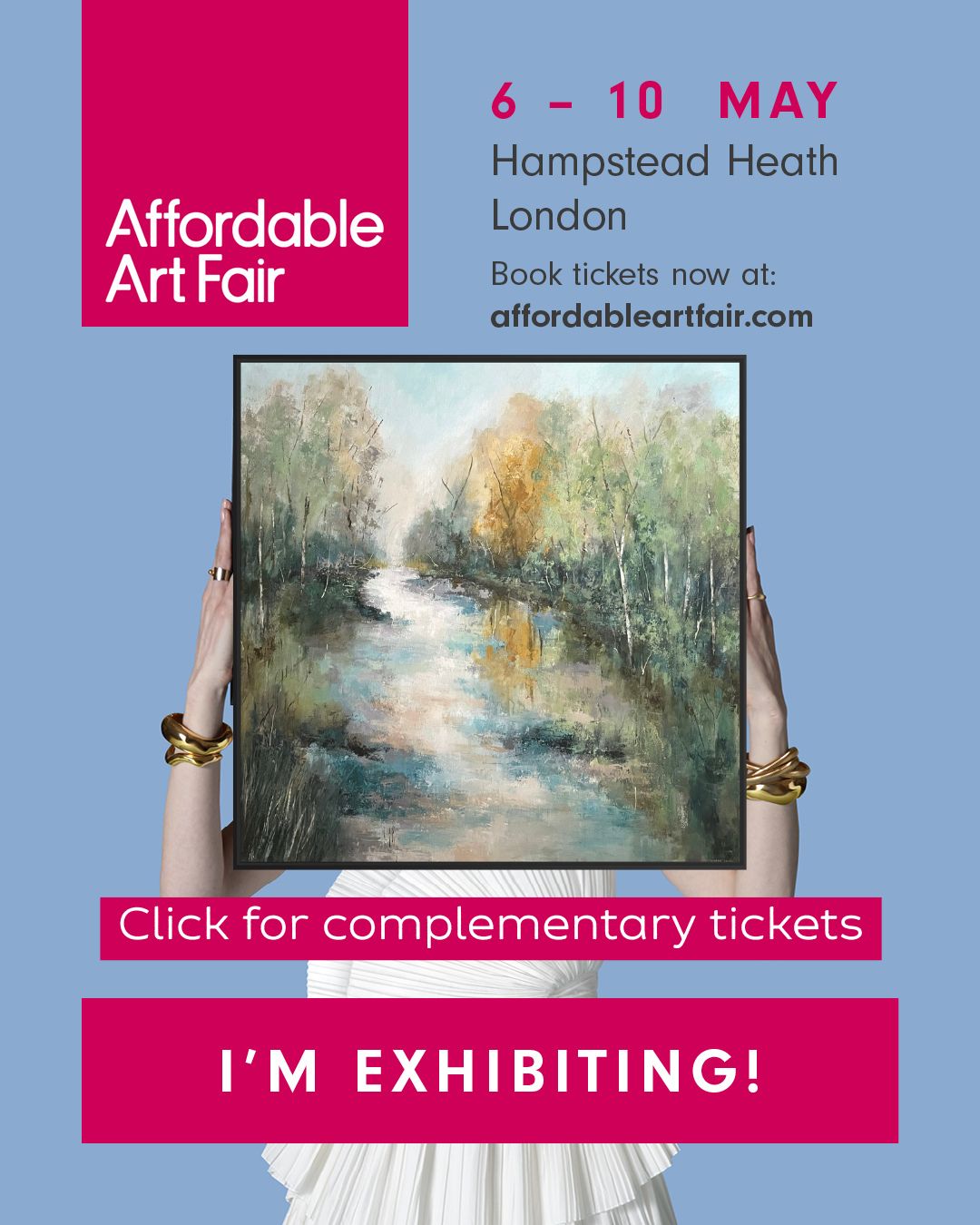 Affordable Art Fair Poster showing art and dates of show